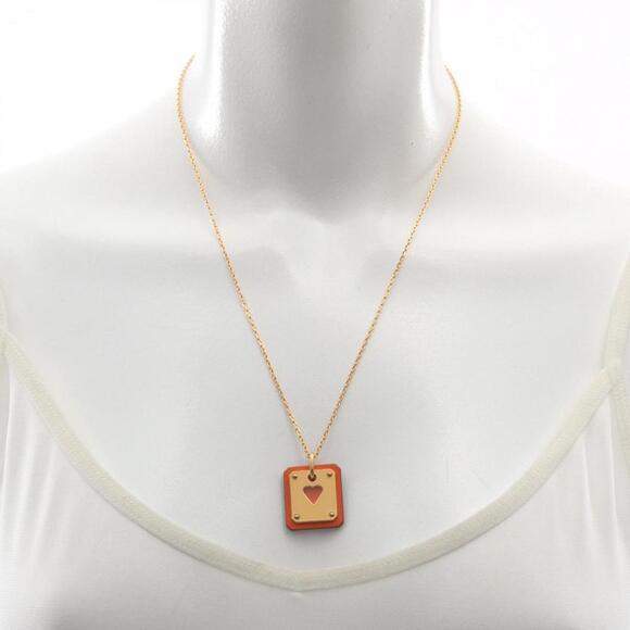 HERMES Orange Leather Necklace - Picture 5 of 5